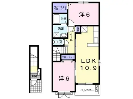 グランパール延方III(2LDK/2階)の間取り写真