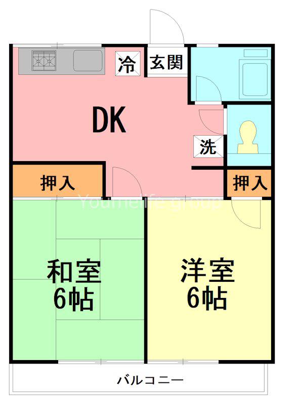 伊東ハイツ(2DK/2階)の間取り写真