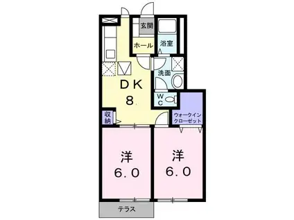 ジュネス清水(2DK/1階)の間取り写真