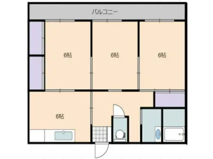 築港緑町第一コーポ(3DK/1階)の間取り写真