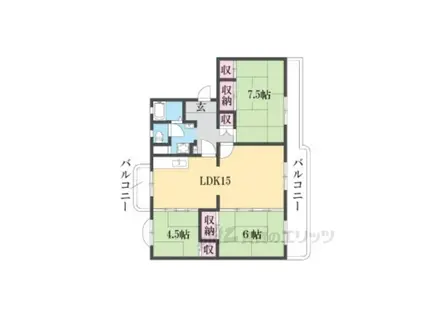 グリーンライフ唐橋(3LDK/2階)の間取り写真