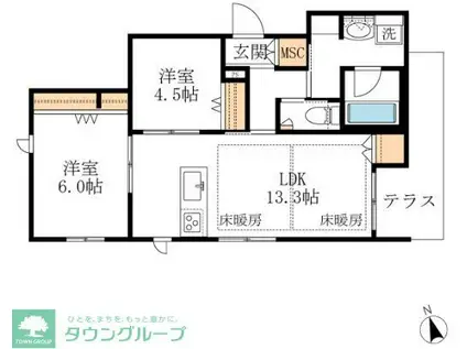 BELLE ESTIMEE MOTOYAMA(2LDK/1階)の間取り写真