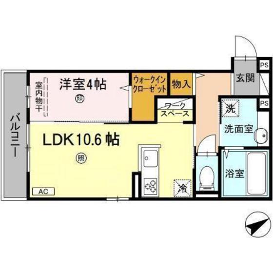 ティアレ(1LDK/3階)の間取り写真