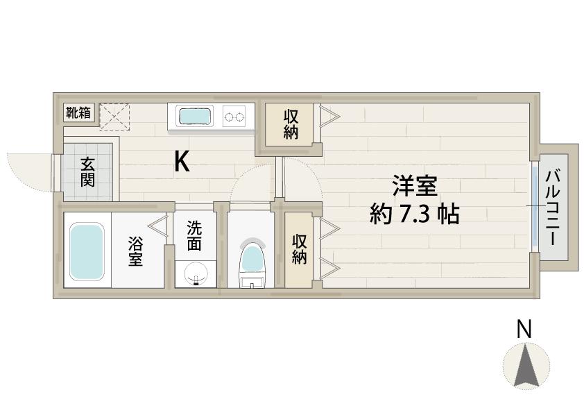 AS関園(1K/2階)の間取り写真