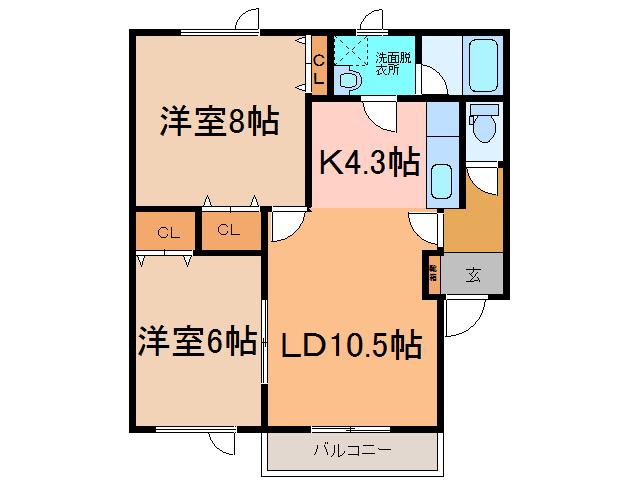 WISTERIA A(2LDK/2階)の間取り写真