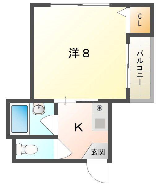 ピノルース高瀬(1K/2階)の間取り写真