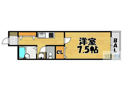 スマート花屋敷(1K/1階)の間取り写真