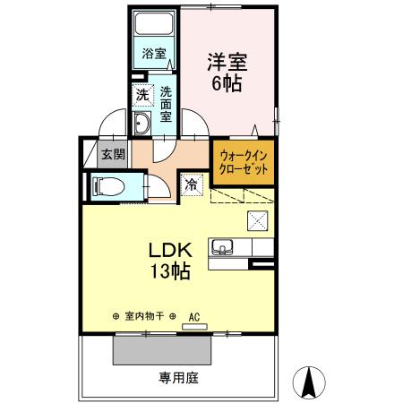 トータスモア参番館(1LDK/1階)の間取り写真