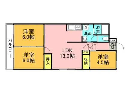 ヘルックワセダ(3LDK/1階)の間取り写真