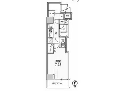 グランド神楽坂(1K/2階)の間取り写真