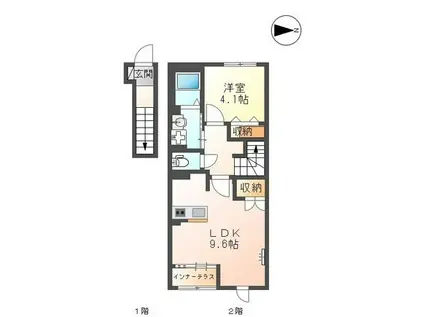 ルミエール宮路(1LDK/2階)の間取り写真
