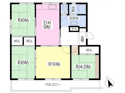 リアンI棟(4DK/1階)の間取り写真