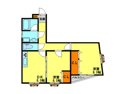 ダイイチホームビル(2DK/2階)の間取り写真