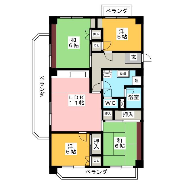 グリーンマンション多賀(4LDK/3階)の間取り写真