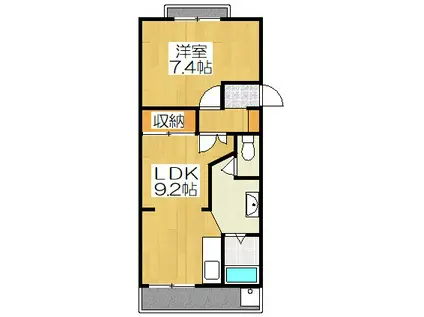 リヴィエラ下鴨(1LDK/1階)の間取り写真