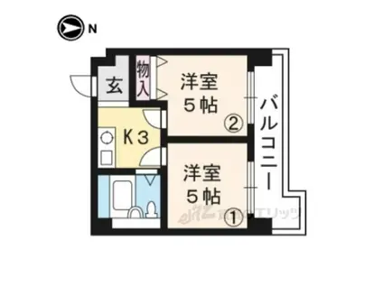 アメニティ京都二番館(2K/3階)の間取り写真