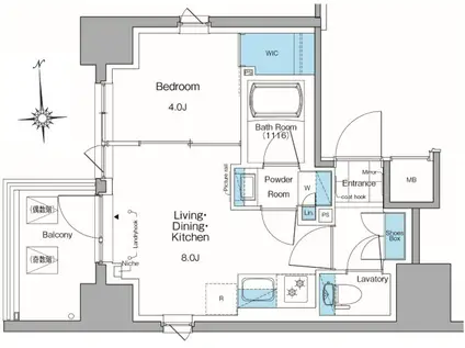 LEFOND PROGRES田原町(1LDK/8階)の間取り写真
