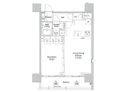 コンフォリア品川イースト(1LDK/6階)の間取り写真