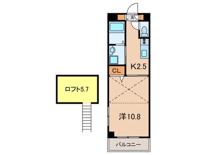サンローレル和坂(1K/2階)の間取り写真