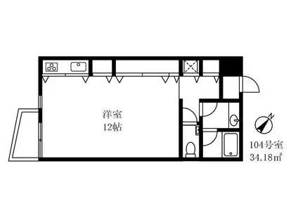 タリアセンSS(ワンルーム/1階)の間取り写真