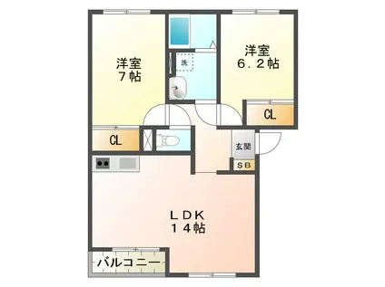 ファインコートA(2LDK/2階)の間取り写真