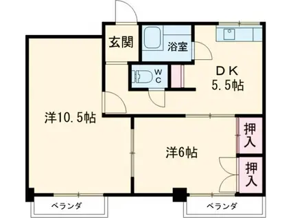 一光静里ビル(2DK/2階)の間取り写真