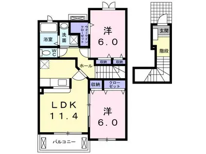 エバーフィールドII(2LDK/2階)の間取り写真