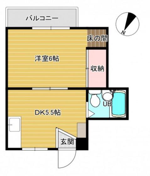 コーポカワモト(1DK/2階)の間取り写真