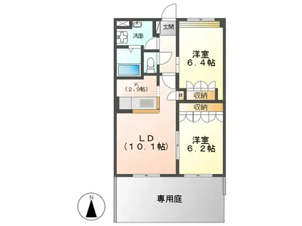 長良川鉄道 関下有知駅 徒歩81分 2階建 築18年(2LDK/1階)の間取り写真