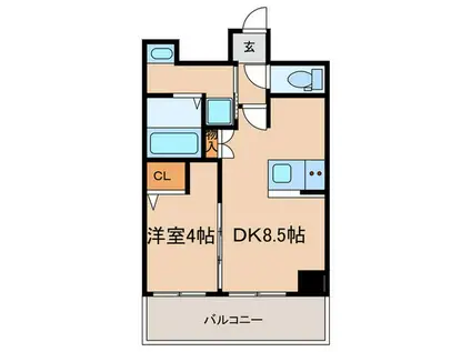 プレサンス三宮エレガンシア(1DK/11階)の間取り写真