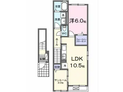 エタン・ロッシII(1LDK/2階)の間取り写真