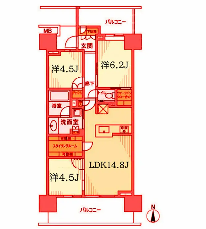 プラウド武蔵新城ステーションマークス 6階階 間取り