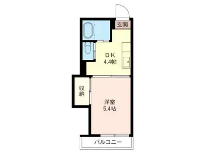 アズール湘南(1K/2階)の間取り写真