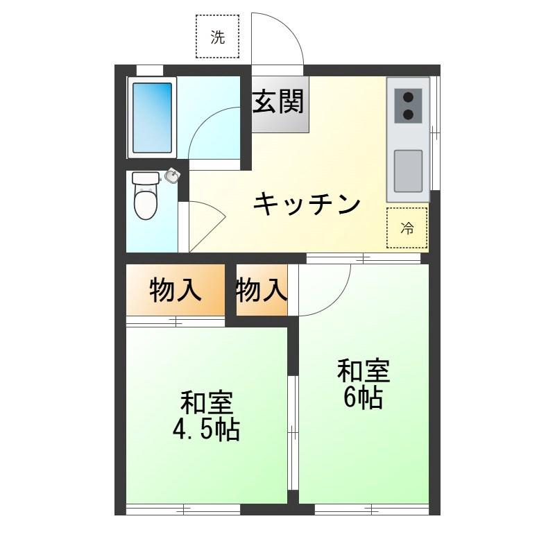 アベアパート(2K/2階)の間取り写真