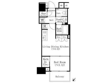 パークホームズ西小山(1LDK/4階)の間取り写真