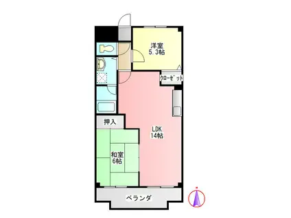 ラガールウエスト(2LDK/1階)の間取り写真