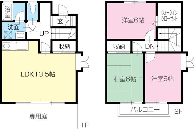 エクセルタウン中吉野(3LDK/1階)の間取り写真