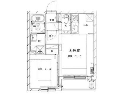 MESIG GREEN(1LDK/2階)の間取り写真