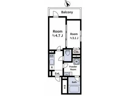 ラヴィエール上中里(1DK/4階)の間取り写真