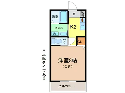 サンサイド高江(1K/2階)の間取り写真