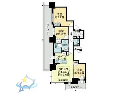 ザ・札幌タワーズ ウエストタワー(3LDK/5階)の間取り写真