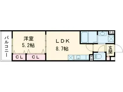 ピレーネ北条IV(1LDK/2階)の間取り写真