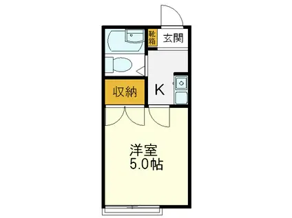 一ツ橋リビング(1K/3階)の間取り写真