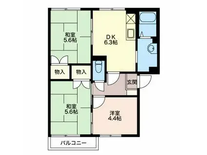 フレグランス府中 A(3DK/2階)の間取り写真