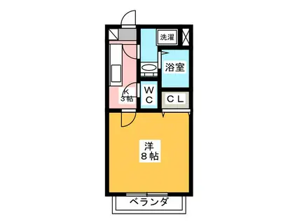 ロワトレーヌ(1K/1階)の間取り写真