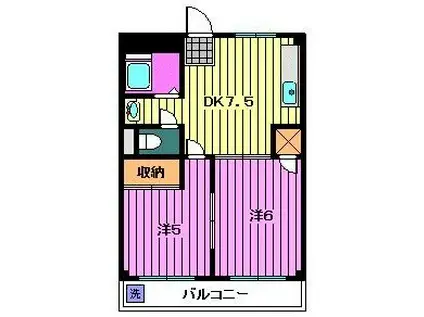 岩崎川口コーポ(2DK/3階)の間取り写真