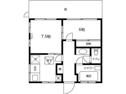 南ハウス(2DK/1階)の間取り写真
