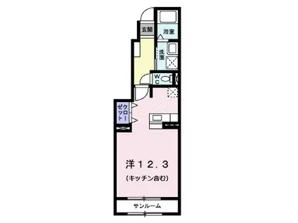 ヴィラノールG(ワンルーム/1階)の間取り写真