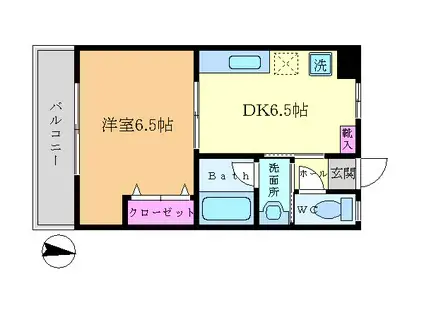 ゴールドベル新川崎(1DK/3階)の間取り写真