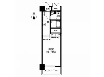 レジディア上野御徒町(ワンルーム/9階)の間取り写真